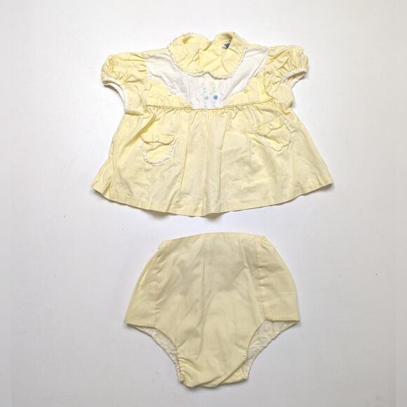 Vintage Cradle Togs Outfit Baby Girls Size 0-6m Yellow Swing Top Diaper - Picture 1 of 6